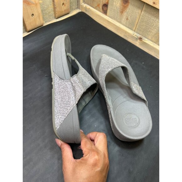 Fitflop Womens Glitter Strap Sandals Size 10 Gray & Silver Comfortable Slip-On F - Picture 6 of 10